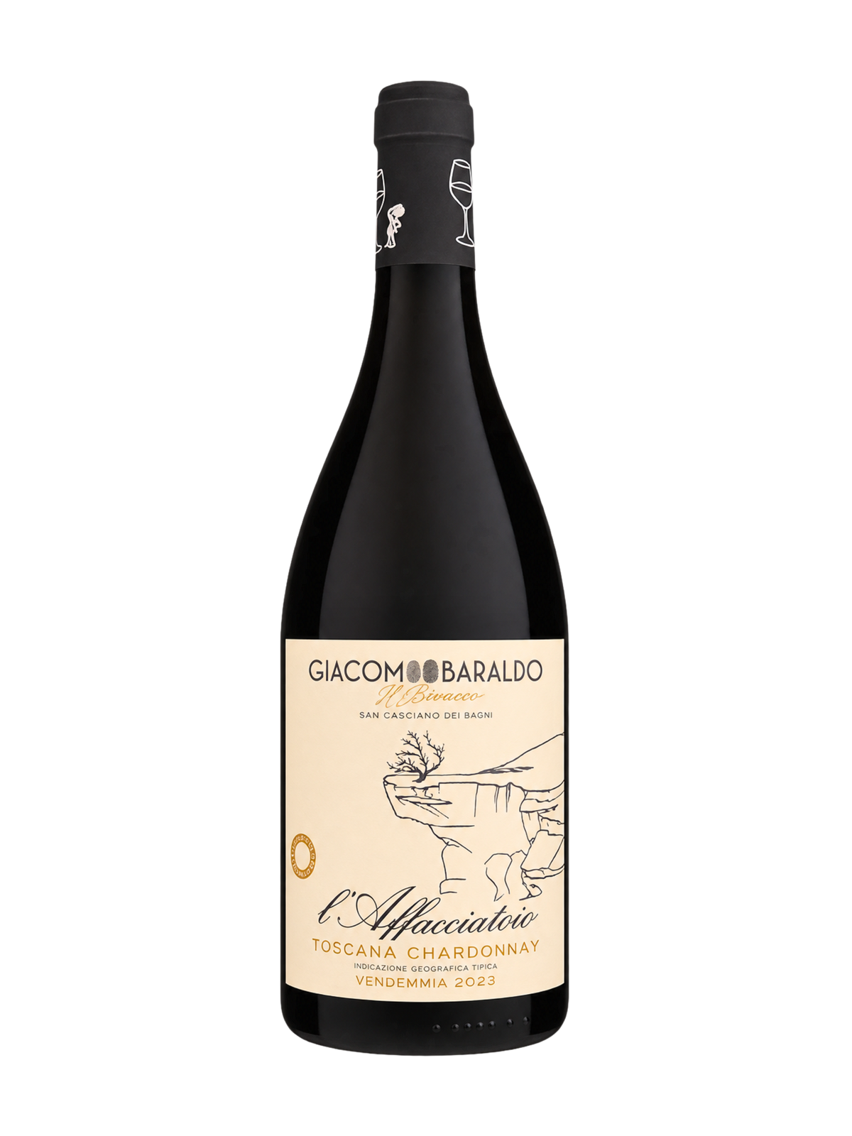 Giacomo Baraldo L'Affacciatoio 2024, Chardonnay Toscane, Italiaanse Chardonnay, houtgerijpte Chardonnay, Chardonnay Italië, Italiaanse witte wijn
